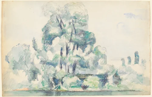 Banks of the Seine at Médan by Paul Cezanne, drawing, 1880-1885