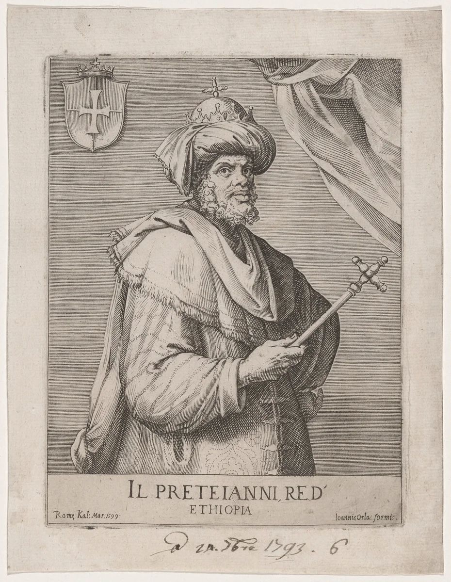 Il Prete Ianni, Re d'Ethiopia (Prester John, King of Ethiopia) by Luca Ciamberlano; Giovanni Orlandi, print, 1599