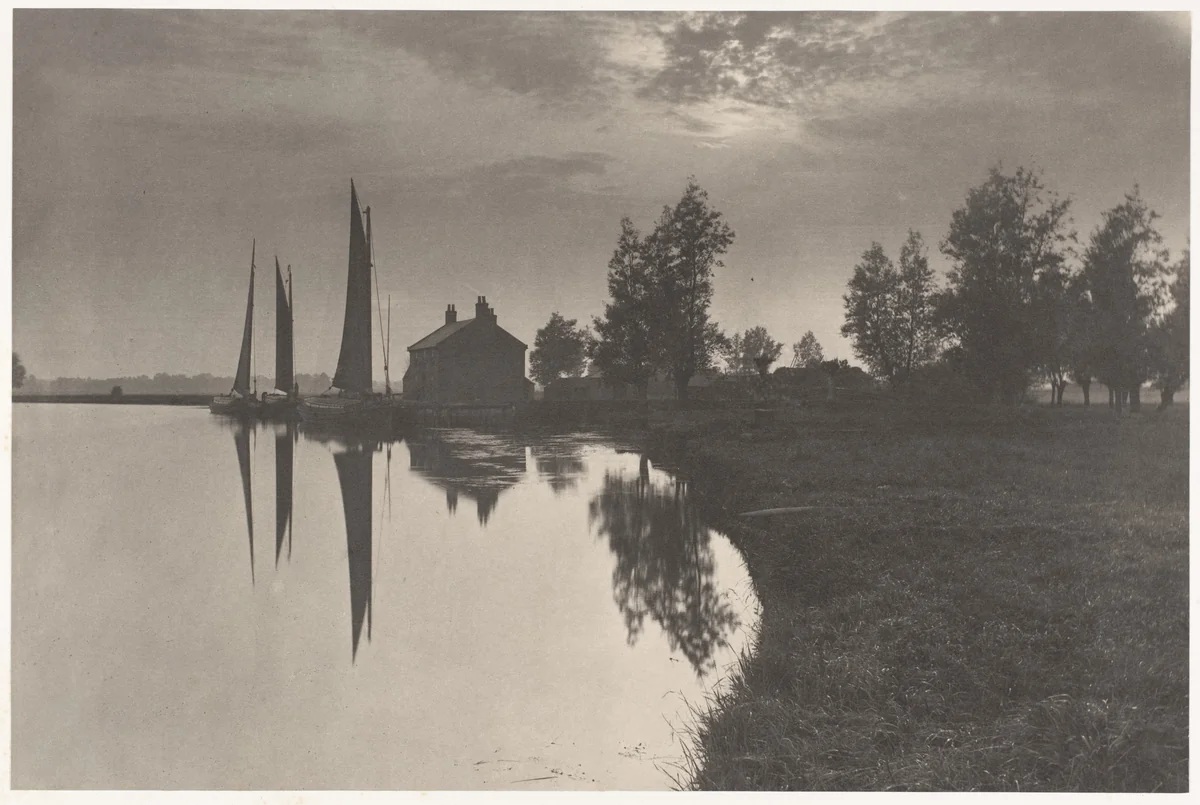Cantley: Wherries Waiting for the Turn of the Tide by Peter Henry Emerson, photograph, 1886