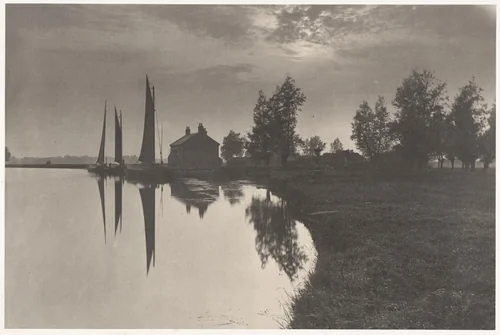 Cantley: Wherries Waiting for the Turn of the Tide by Peter Henry Emerson, photograph, 1886