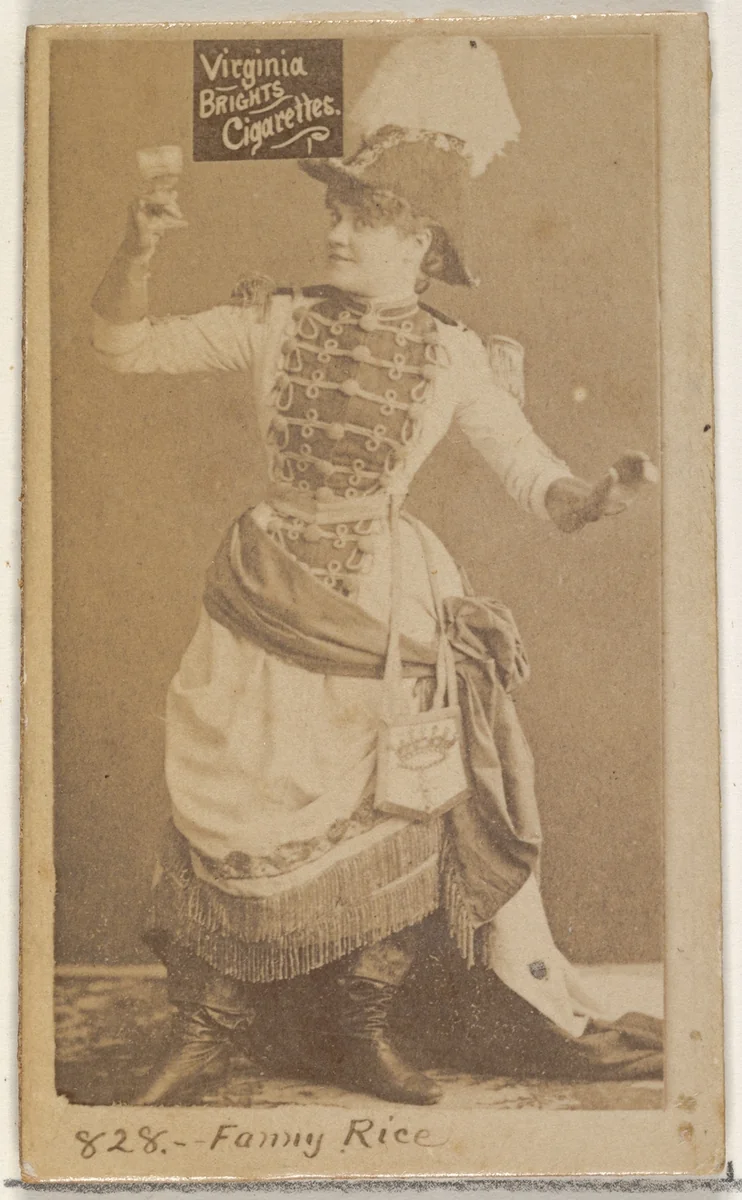 Card 828, Fanny Rice, from the Actors and Actresses series (N45, Type 2) for Virginia Brights Cigarettes by Allen & Ginter, photograph, 1885-1891
