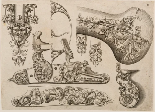 Plate Ten from Plusieurs Models des plus nouuelles manieres qui sont en usage en l'Art de Arquebuzerie by C. Jacquinet, print, 1635-1685