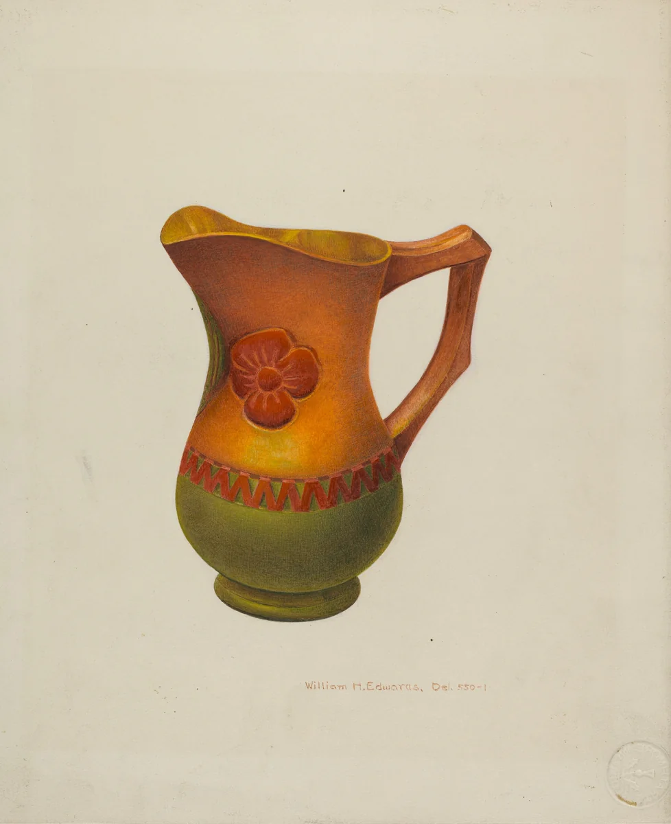 Carved Wooden Pitcher by William H. Edwards, index of american design, 1940