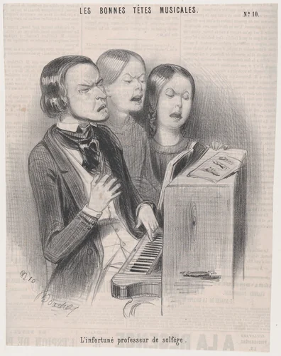 The Unfortunate Teacher of Musical Theory by Frédéric Bouchot, print, 1840