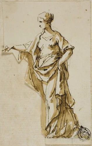 Standing Female Figure with Right Hand Raised by John Michael Rysbrack
James Thornhill, drawing, 1713-1770