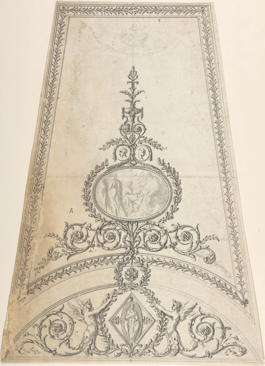 Design for Segment of an Octagonal Ceiling; Gower House, Whitehall, London by Sir William Chambers, drawing, 1761-1779
