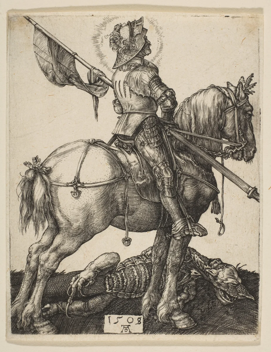 Saint George on Horseback by Albrecht Dürer, print, 1505-1508