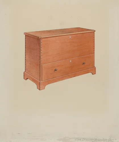 Shaker Blanket Box by Victor F. Muollo, index of american design, 1935-1942