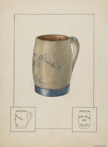 Earthenware Beer Mug by Wilbur M Rice, index of american design, 1938