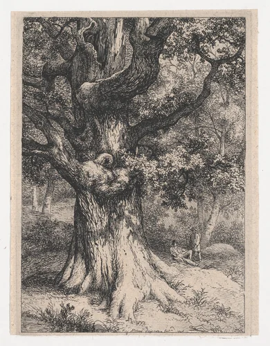 The Charlemagne, Oak Tree with an Eagle's Nest by Eugène Bléry, print, 1845