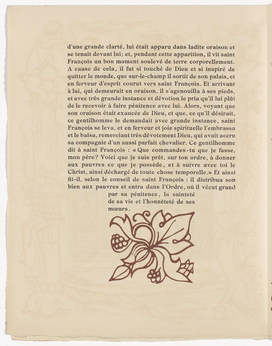 Tailpiece (page 212) from Les Petites Fleurs de St. François (The Little Flowers of St. Francis) by Émile Bernard, illustrated book, 1928