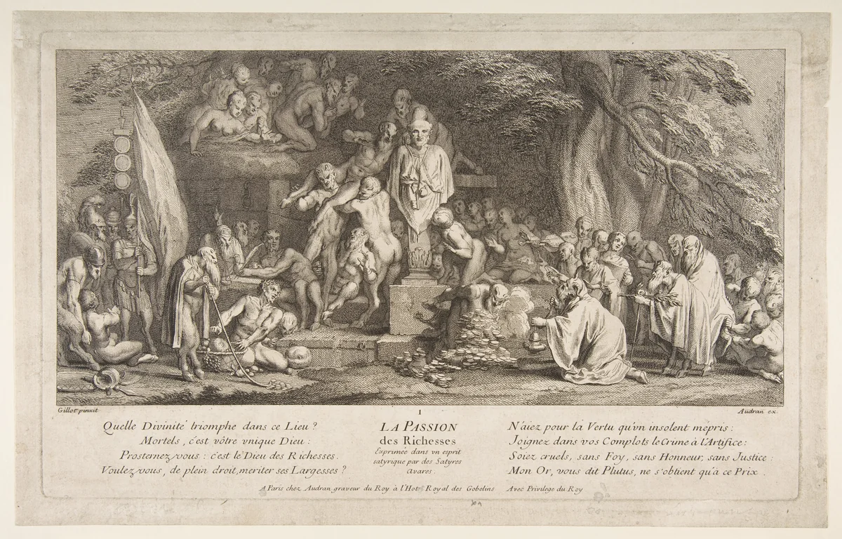 The Passion for Wealth by Claude Gillot, print, 1685-1722