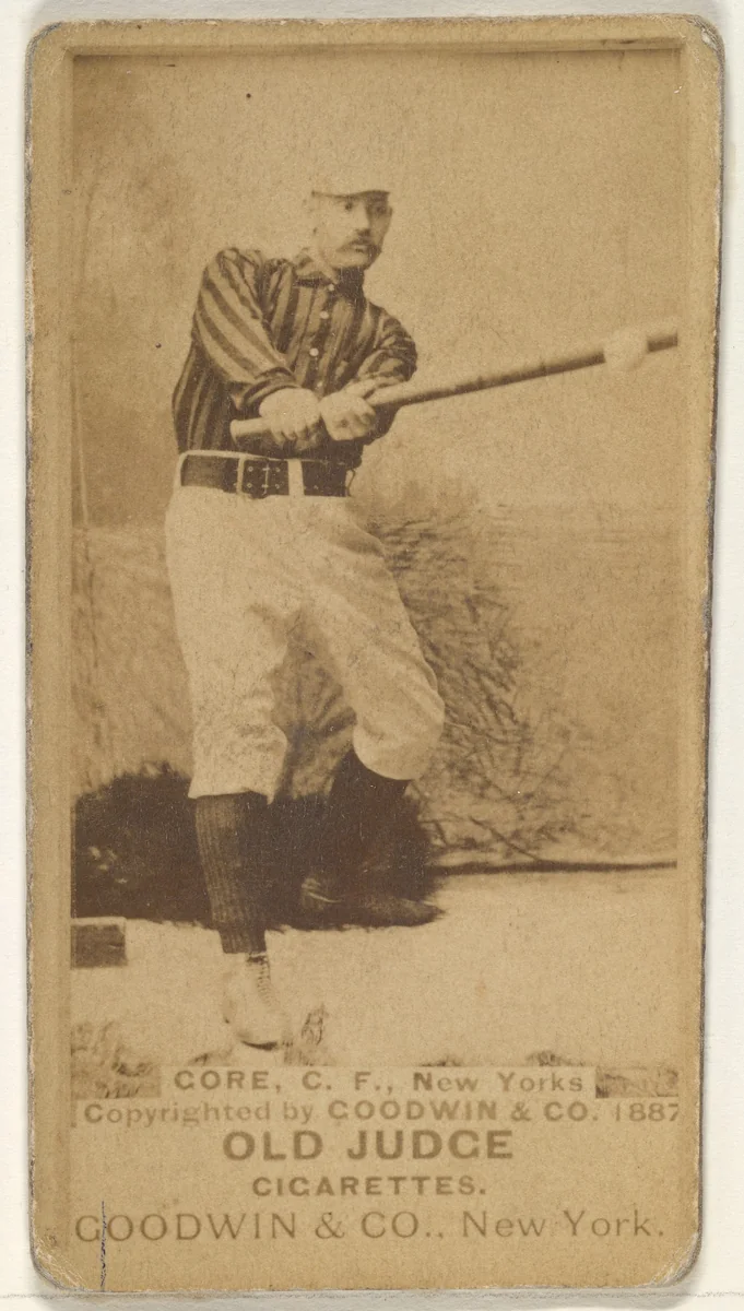 George F. "Piano Legs" Gore, Center Field, New York, from the Old Judge series (N172) for Old Judge Cigarettes by Goodwin & Company, photograph, 1887