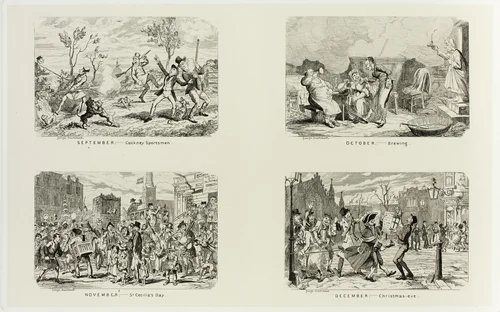 September – Cockney Sportsmen from George Cruikshank's Steel Etchings to The Comic Almanacks: 1835-1853 (top left) by George Cruikshank, print, 1837