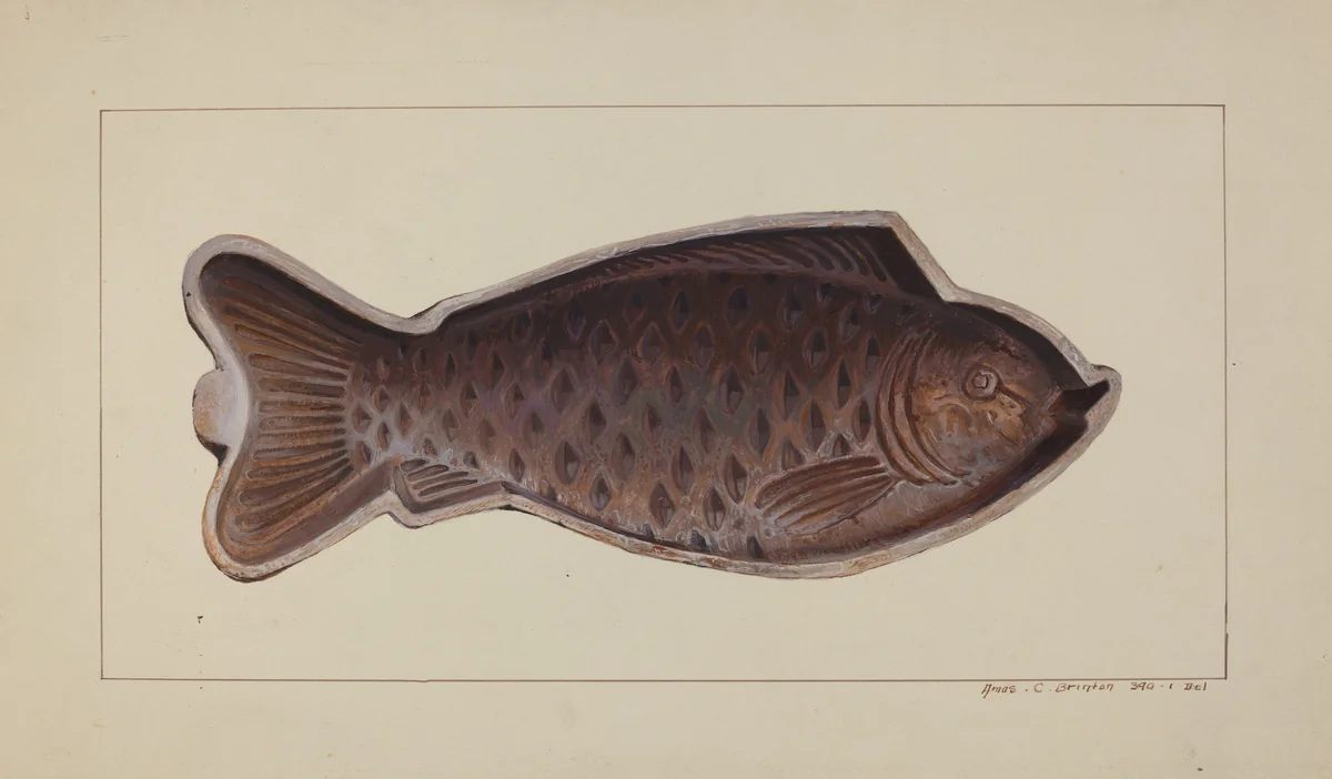 Fish Mold by Amos C. Brinton, index of american design, 1938