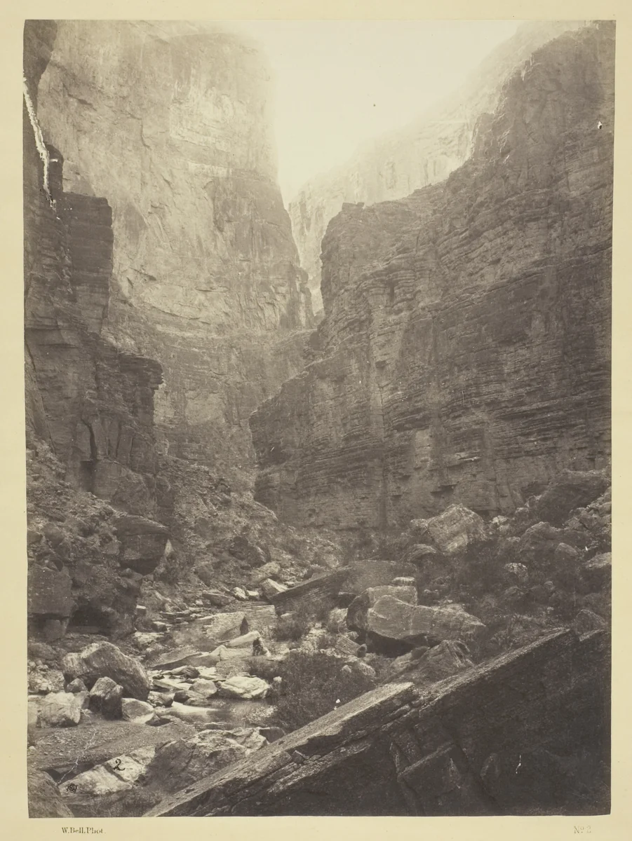 Cañon of Kanab Wash, Colorado River, Looking North by William H. Bell, photograph, 1872