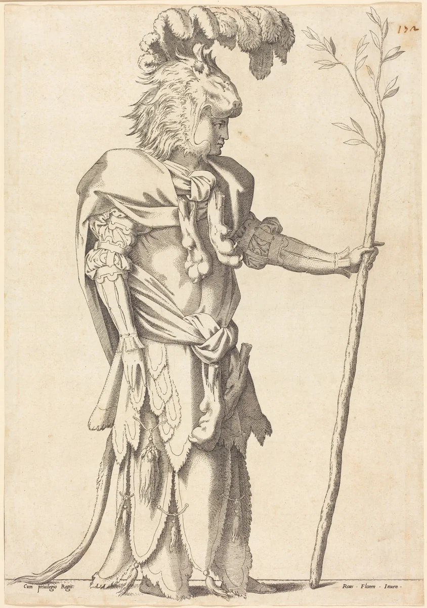Figure Costumed as Hercules by French 16th Century, print, 1539