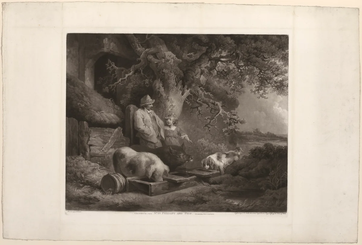 Peasant and Pigs by John Raphael Smith, print, 1803