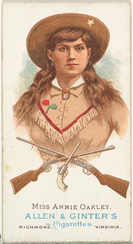Miss Annie Oakley, Rifle Shooter, from World's Champions, Series 1 (N28) for Allen & Ginter Cigarettes by Allen & Ginter, print, 1887