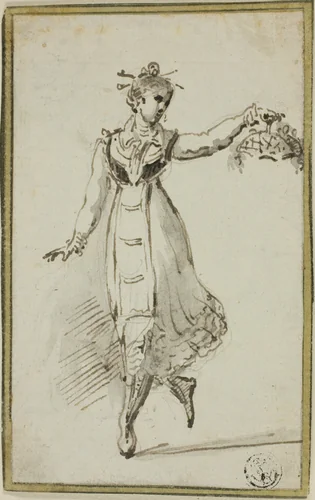 Young Woman Dancing by Unknown Artist, drawing, 1800-1899