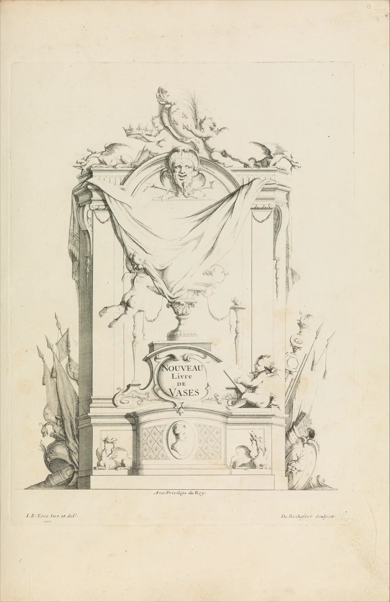 Nouveau Livre de Vases. Title Page by Jean Bernard Toro, book, 1716