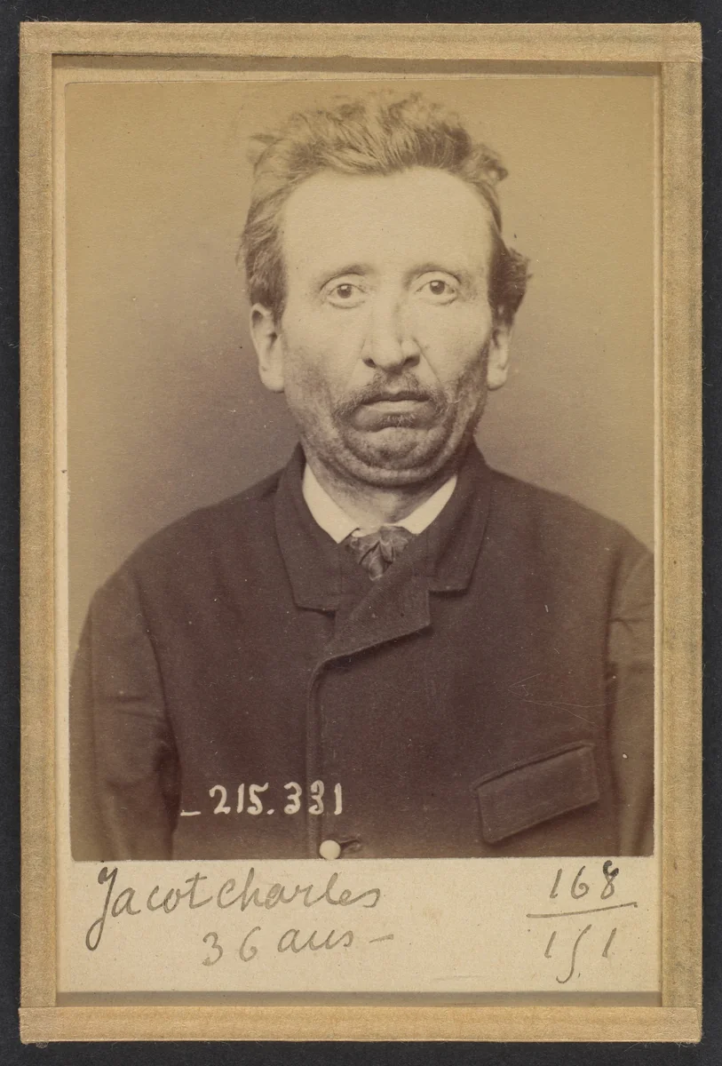 Jacot. Charles, Émile. 36 ans, né à Allenjoie (Doubs). Colporteur Anarchiste. 8/3/94. by Alphonse Bertillon, photograph, 1894