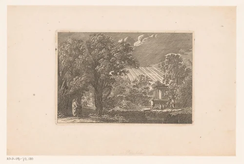 Boslandschap met tempel by Nicolas Perelle, print, 1613-1695
