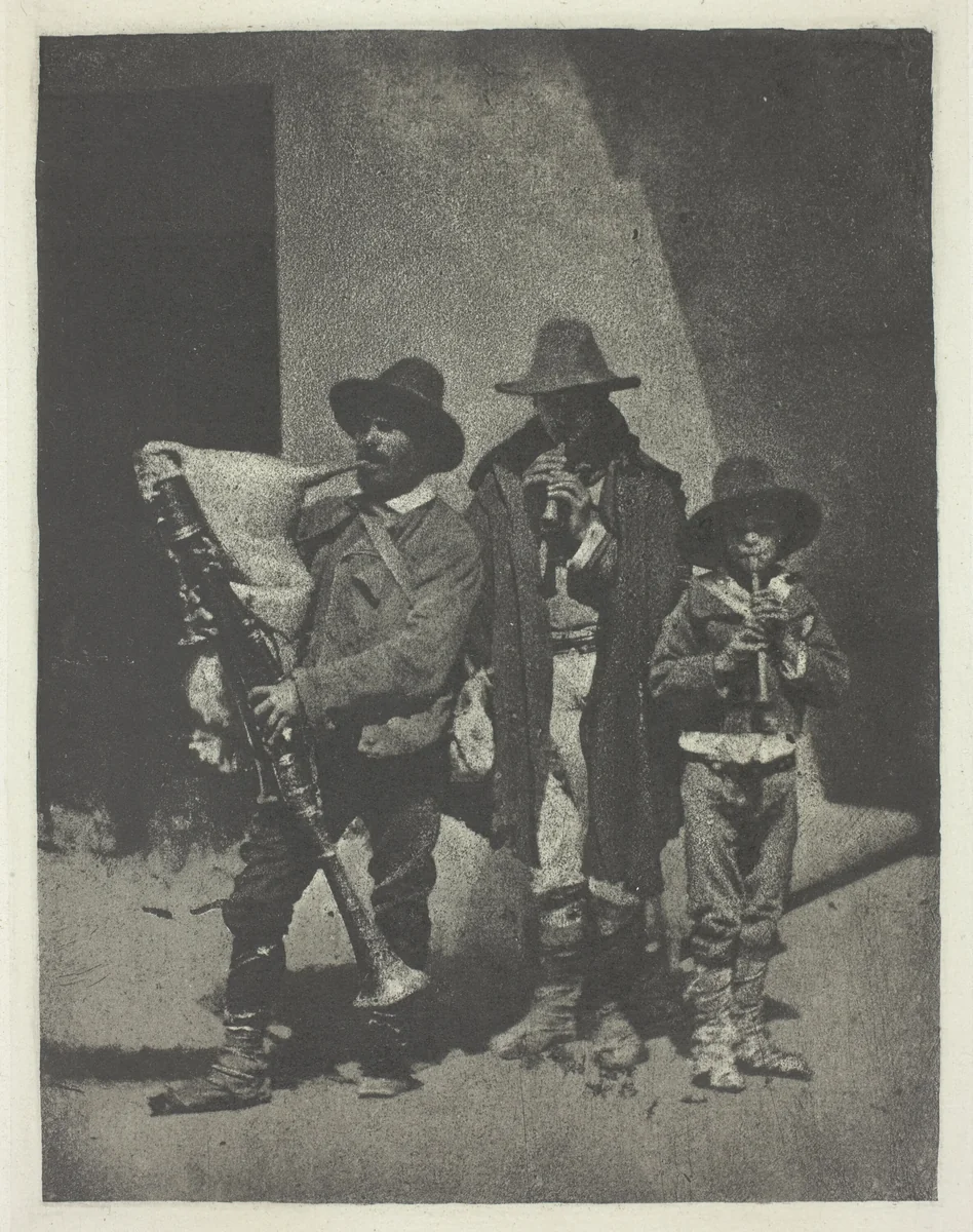 Street Musicians Standing by Charles Nègre, print, 1850-1860