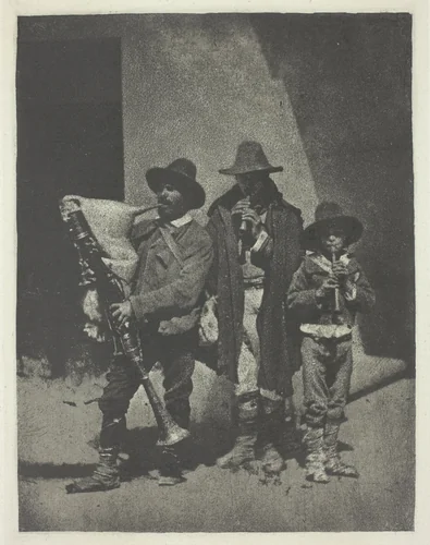 Street Musicians Standing by Charles Nègre, print, 1850-1860