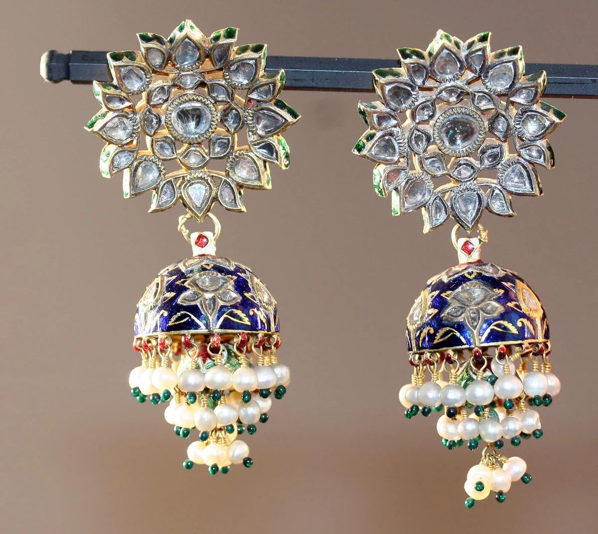 Pair of Earrings (Karanphul Jhumkas) by India Rajasthan, metalwork, 1801-1900