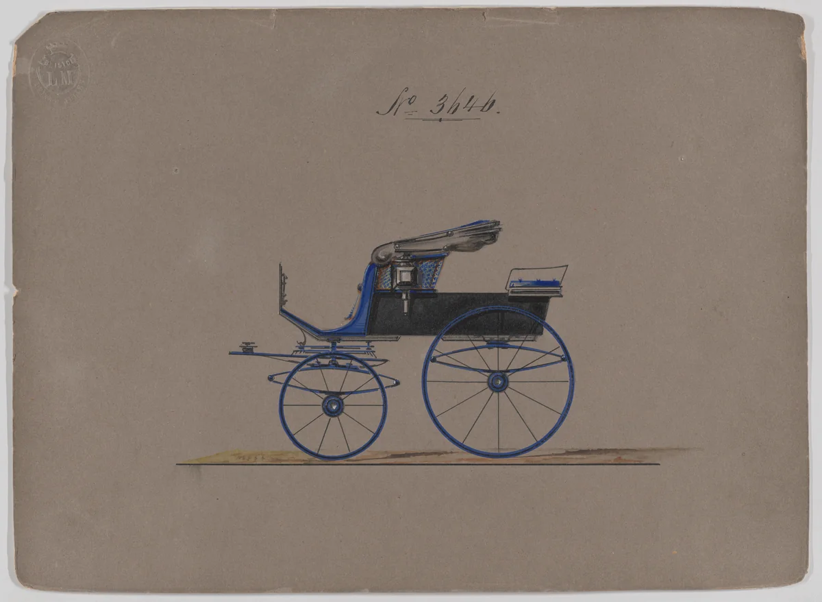 Design for Stanhope Phaeton, no. 3646 by Brewster & Co., drawing, 1880