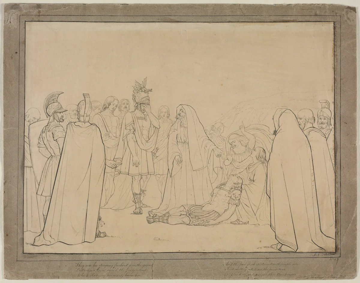 Aeneas Shown the Body of Pallas from Virgil's "Aeneid" by John Everett Millais, drawing, 1843
