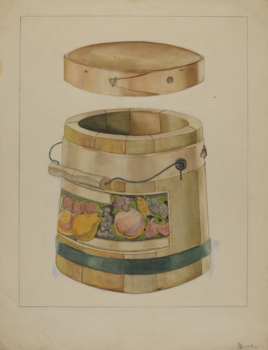 Wooden Pail by Anthony Zuccarello, index of american design, 1936