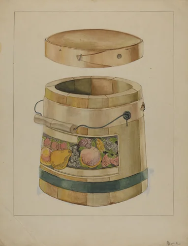 Wooden Pail by Anthony Zuccarello, index of american design, 1936