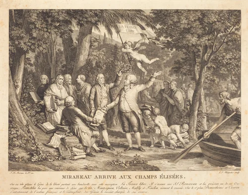 Mirabeau arrive aux Champs-Élisées by Louis-Joseph Masquelier; Jean-Michel Moreau the Younger, print, 1792