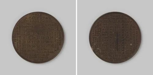 Engelse kalenderpenning 1766 by Joseph John Powell, metalwork, 1766