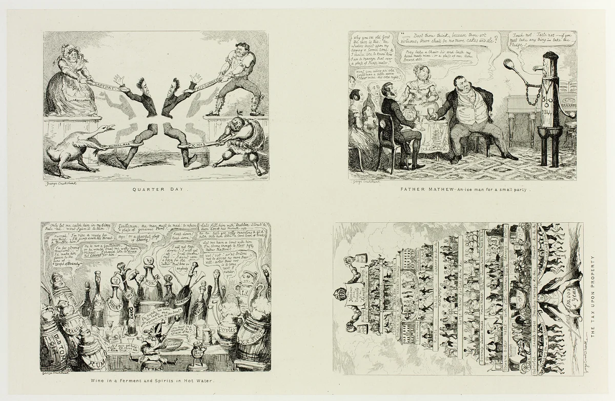 Quarter Day from George Cruikshank's Steel Etchings to The Comic Almanacks: 1835-1853 (top left) by George Cruikshank, print, 1844