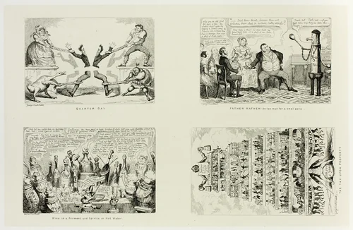 Quarter Day from George Cruikshank's Steel Etchings to The Comic Almanacks: 1835-1853 (top left) by George Cruikshank, print, 1844