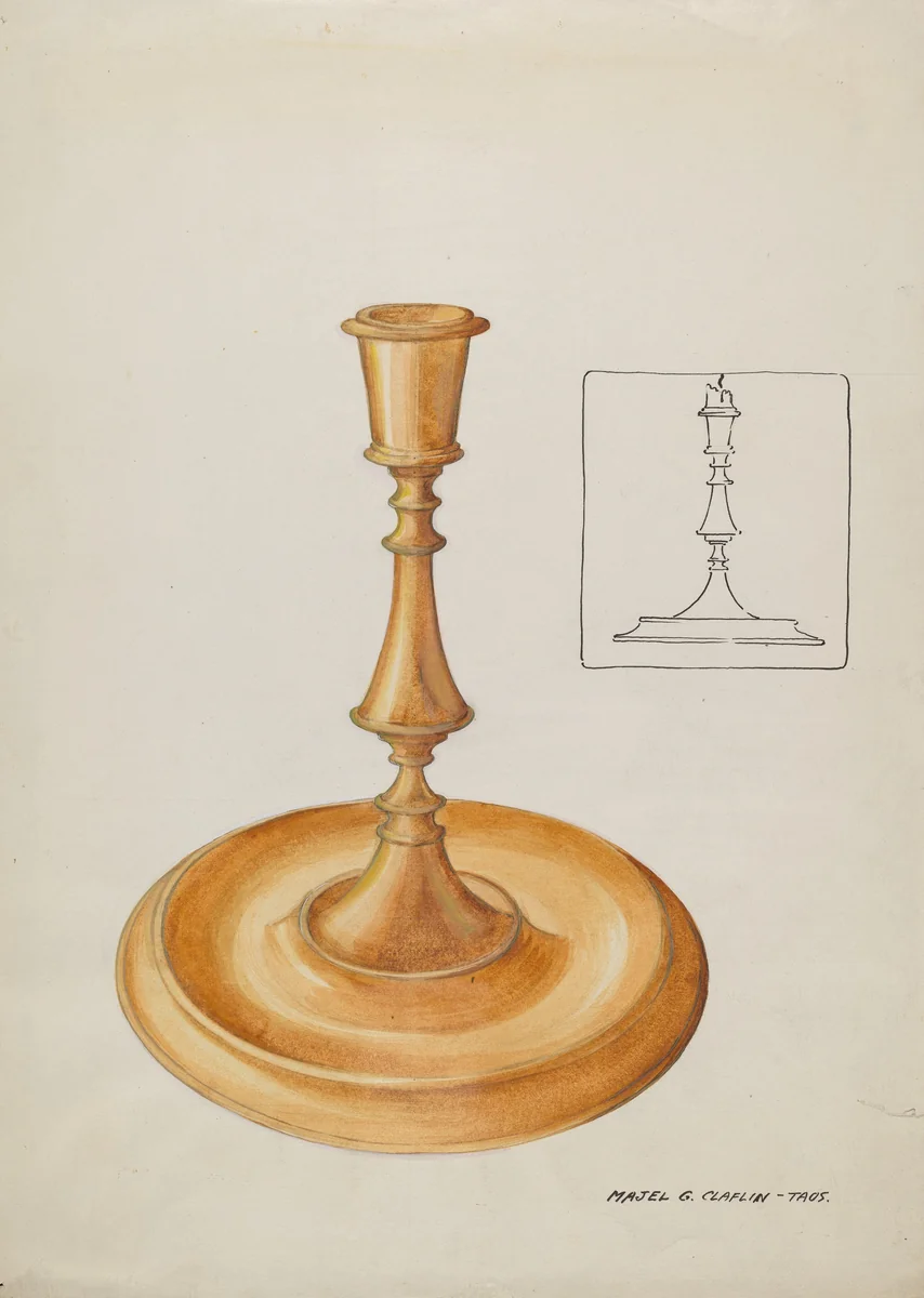 Candlestick by Majel G. Claflin, index of american design, 1935-1942