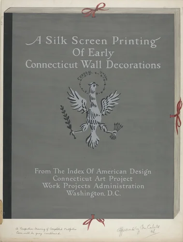 A Silk Screen Printing of Early Connecticut Wall Decorations, Portfolio Cover by Lawrence Flynn, index of american design, 1941
