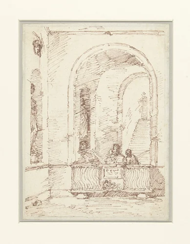 Twee vrouwen bij een sarcofaag die als fontein dient by Victor Jean Nicolle, drawing, 1787-1811