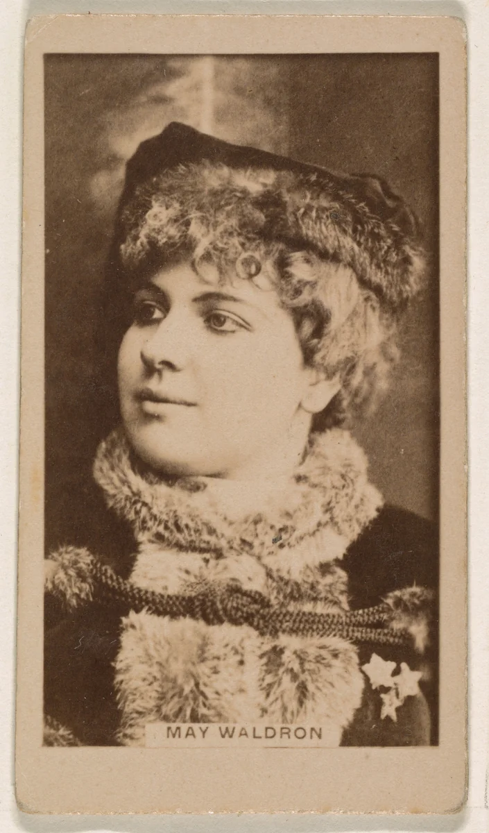 May Waldron, from the Actresses series (N245) issued by Kinney Brothers to promote Sweet Caporal Cigarettes by Kinney Brothers Tobacco Company, photograph, 1890
