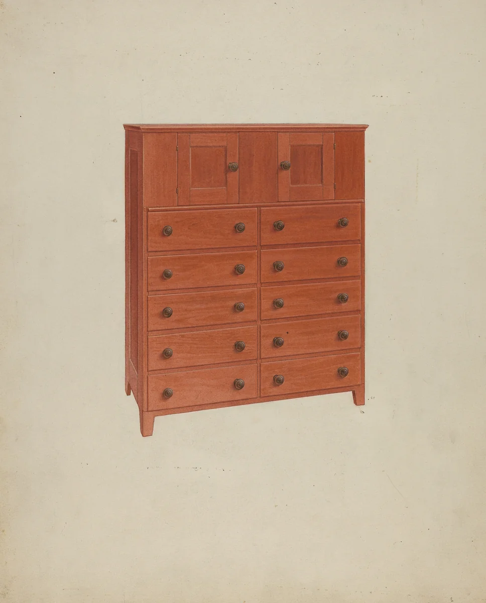 Shaker Chest of Drawers by Alfred H. Smith, index of american design, 1937