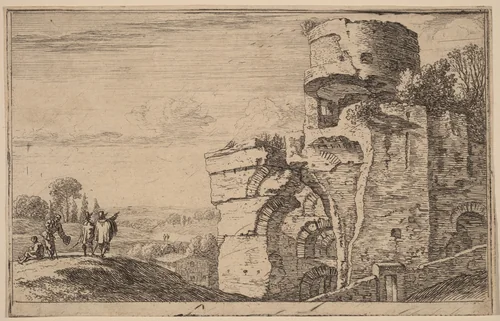 Ruins on the Palatine Hill by Herman van Swanevelt, print, 1600-1655