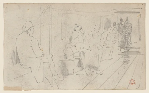 Preliminary Sketch for " The Passage" (La Traversee) by Félix-Hilaire Buhot, drawing, 1874-1884