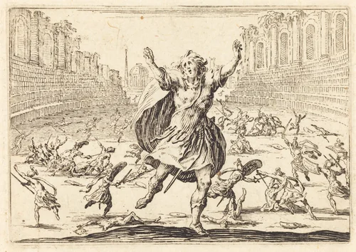 Skirmish in a Roman Circus by Jacques Callot, print, 1622