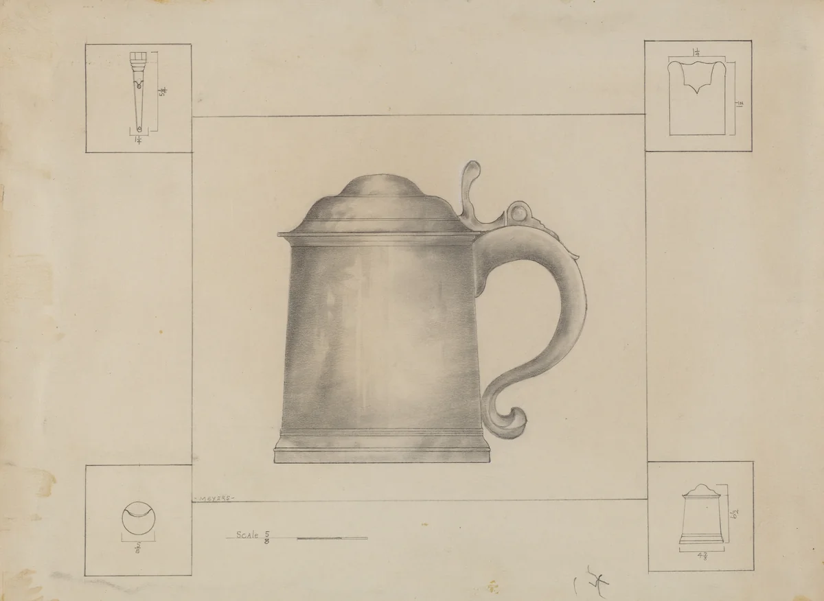 Pewter Tankard by Henry Meyers, index of american design, 1936