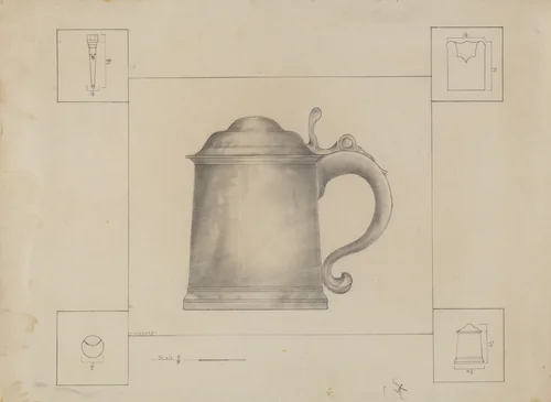 Pewter Tankard by Henry Meyers, index of american design, 1936