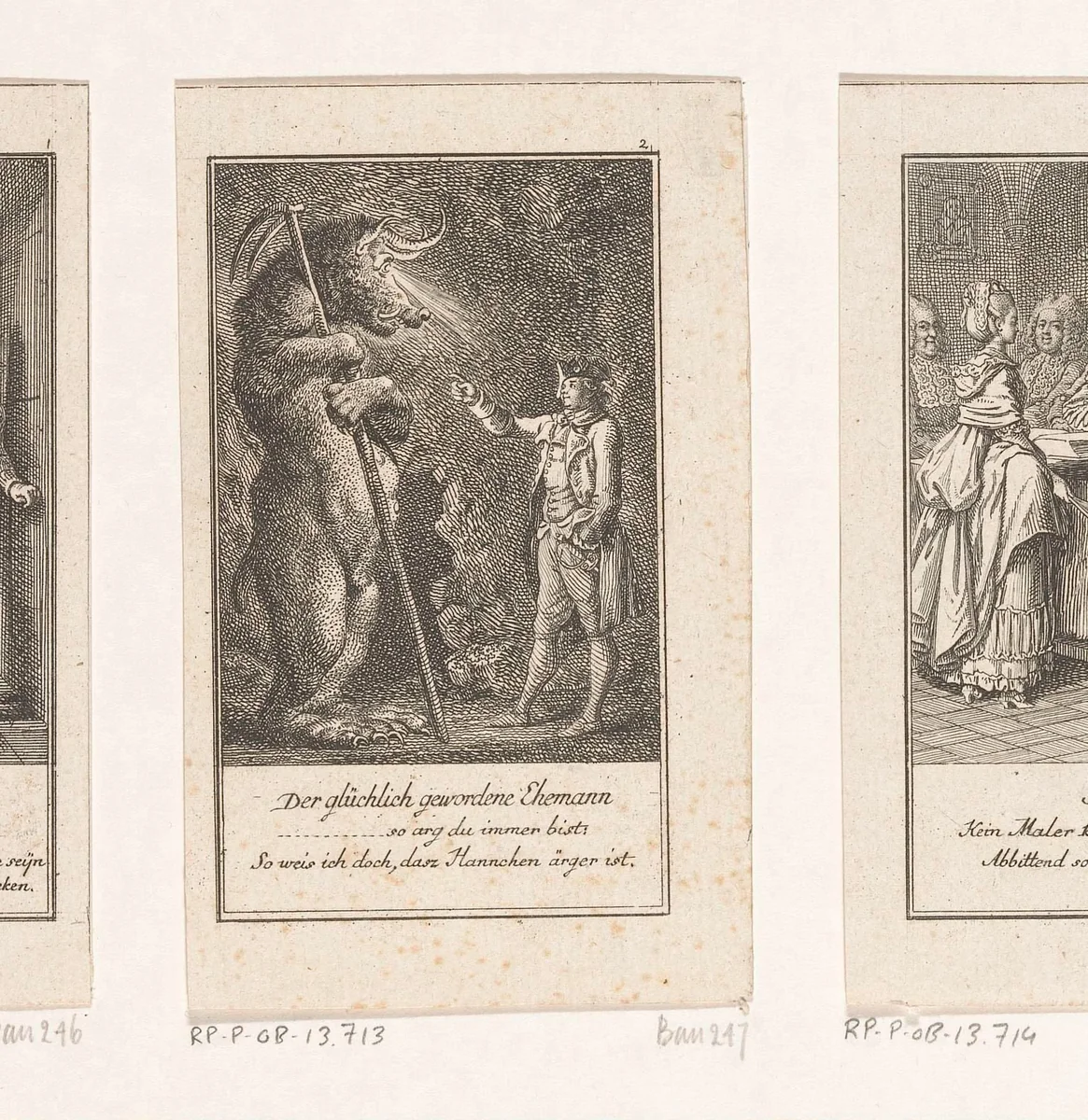 Echtgenoot en de duivel by Daniel Nikolaus Chodowiecki, print, 1775