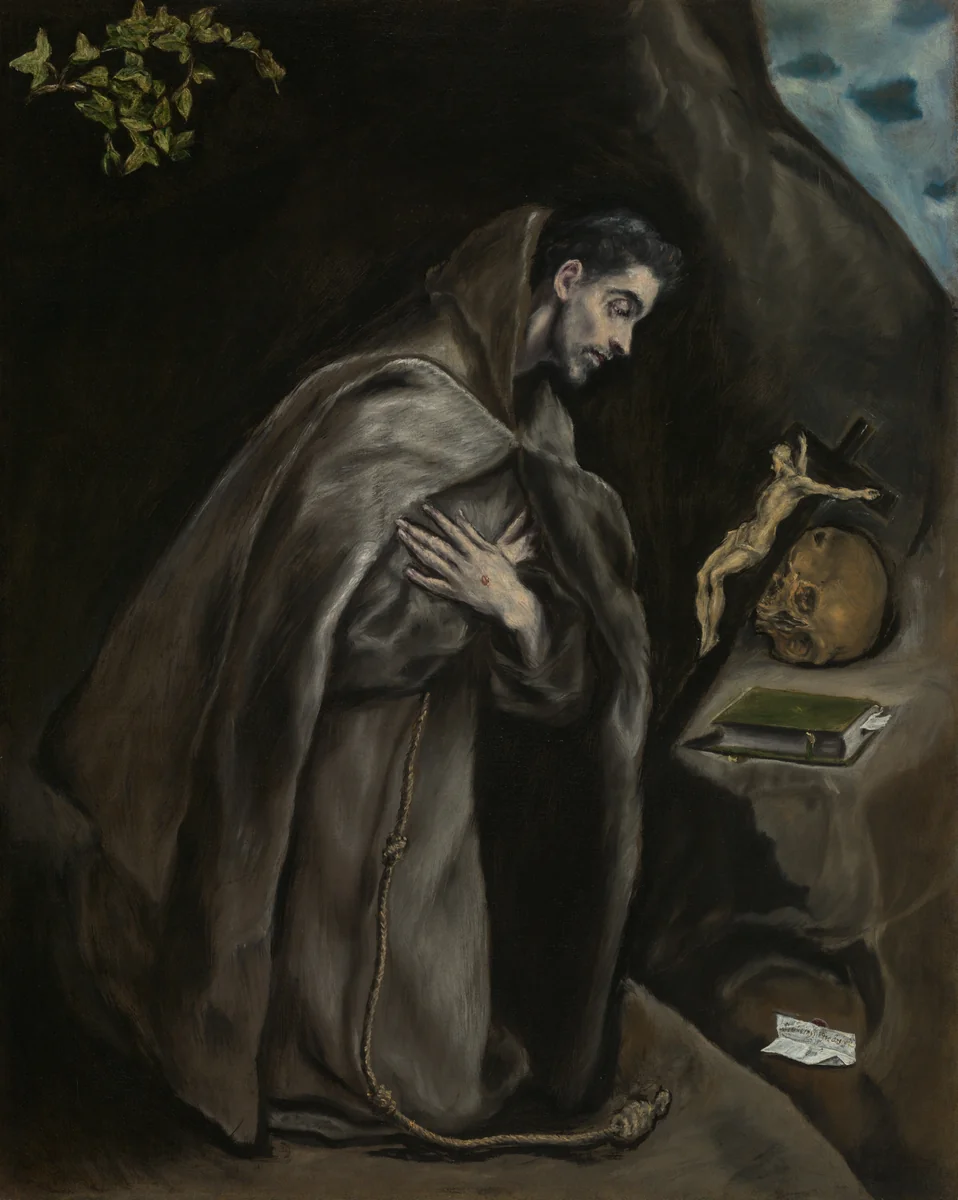 Saint Francis Kneeling in Meditation by El Greco, painting, 1595-1600